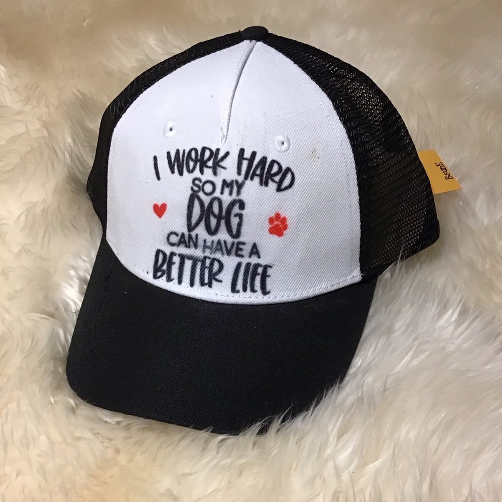 Black and White Dog Lover Trucker Hat